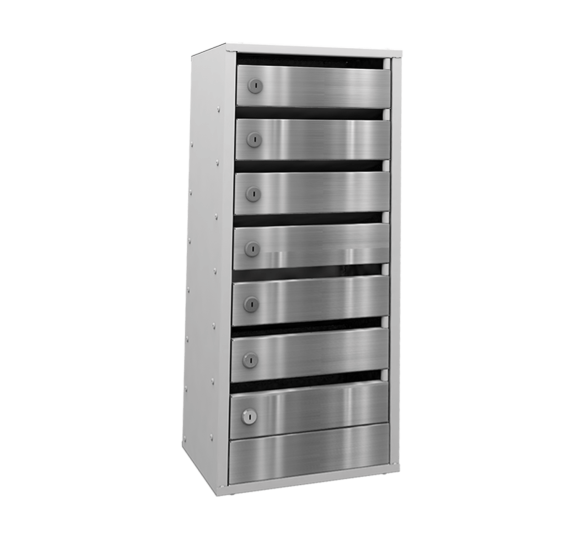 7-и секционный почтовый ящик «Омега» с дверцами из нержавеющей стали